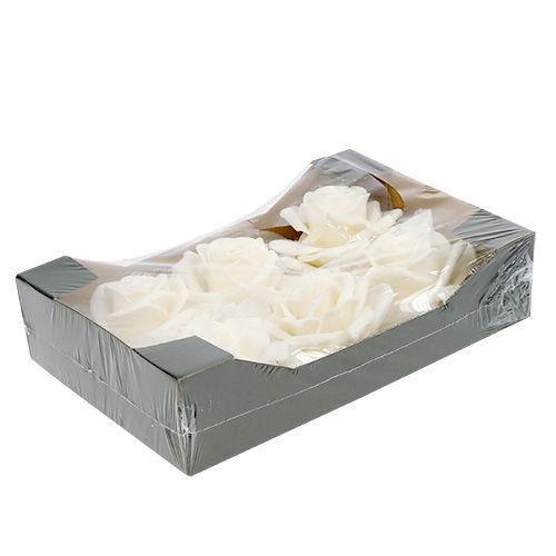 Floristik24 Foamrose wit Ø10cm gesneeuwd 6st