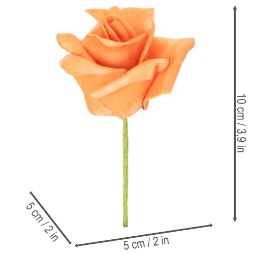 Kunstmatige oranje roos, 5 cm bloem, per stuk, 100 stuks | Floristik24.nl