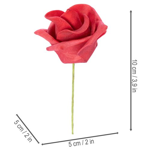 Kunstmatige rode rozen met steel, 5 cm, 100 stuks | Floristik24.nl