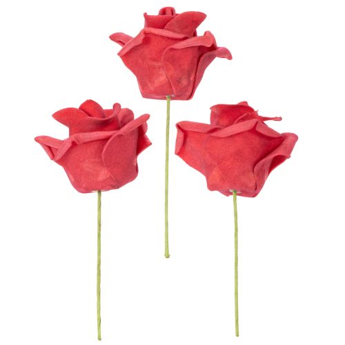 Kunstmatige rode rozen met steel, 5 cm, 100 stuks | Floristik24.nl