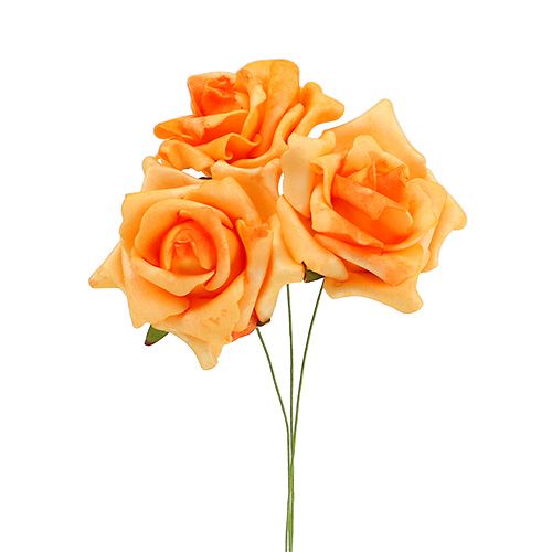 Floristik24 Foamrose Ø6cm licht oranje 27st