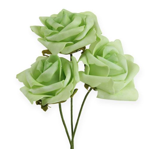 Floristik24 Foam roosjes Ø 8cm groen 18 st