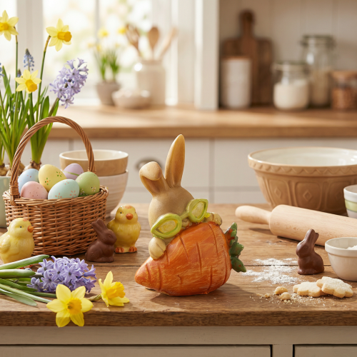 Artikel Decoratief konijn met wortel, paashaasjes, decoratieve figuurtjes, 6 cm, 3 stuks