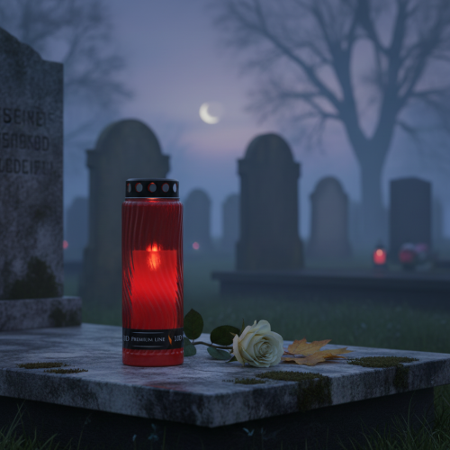 Artikel Grafkaarsdekselmotief bloem rood zwart 10 dagen H27cm