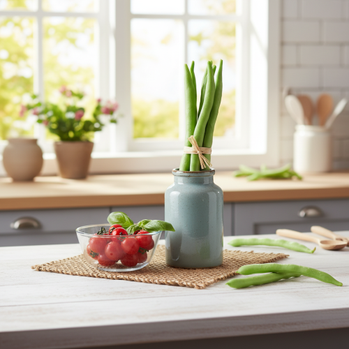 Artikel Decoratieve bonen, kunstmatige groenten, groen, echt aanvoelend, 17 cm, 6 stuks