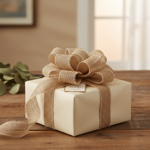 Artikel Natuurlijk jute lint, 5 cm breed, 40 m lang