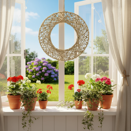 Artikel Decoratieve jute ringen, natuurlijke stijl, hangende decoratie, boho stijl, Ø38cm, 2 stuks, metalen ringen, wanddecoratie, raamdecoratie