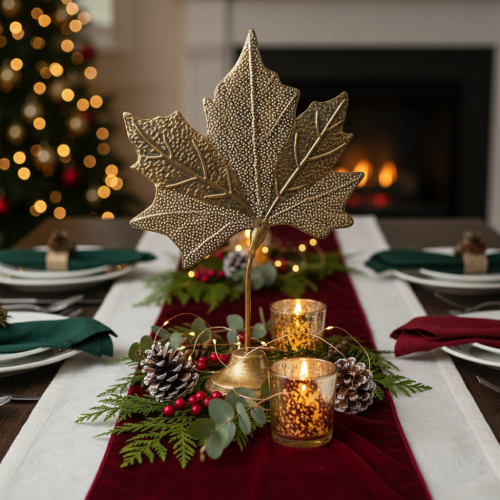 Artikel Tafeldecoratie herfst esdoornblad decoratie goud antiek 58cm × 39cm