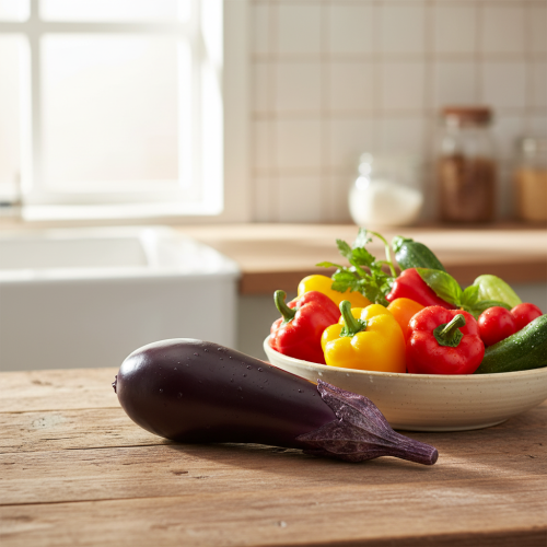 Artikel Groentedecoratie aubergine voerdummy 15cm