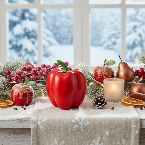 Artikel Decoratieve groentepaprika rode voerdummy H10cm