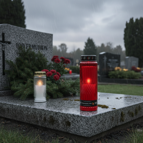 Artikel Grafkaarsdekselmotief bloem rood zwart 10 dagen H27cm