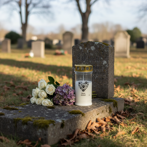 Artikel Grafkaars hondenhart van pootjes witgoud Ø7cm H16,5cm