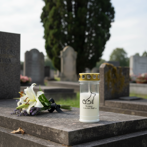 Artikel Graflicht hondengrafkaars voor dieren wit Ø7cm H16,5cm