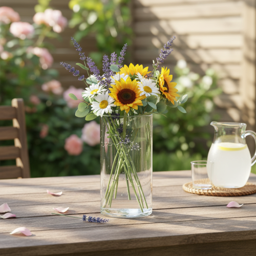 Artikel Hoge glazen vaas, eenvoudige glazen cilinder, te gebruiken als bloemenvaas of decoratief glas, 20 cm