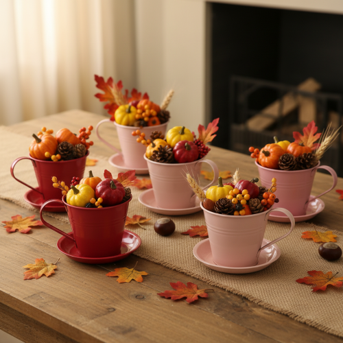 Artikel Plantenpotje met schotel voor creatieve tuinen, 11 cm, 6 stuks