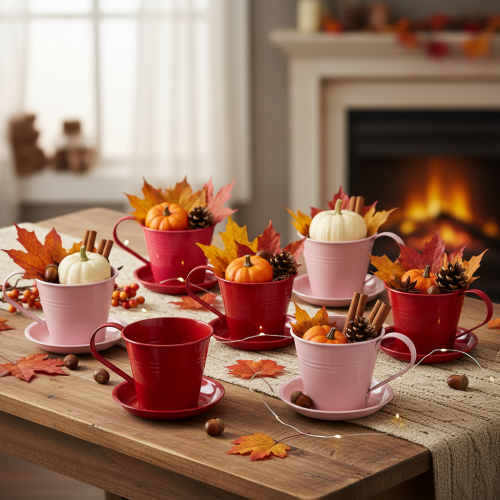 Artikel Plantenpotje met schotel voor creatieve tuinen, 11 cm, 6 stuks