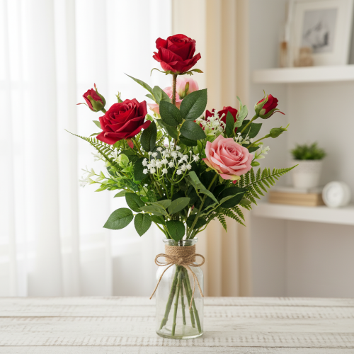 Artikel Rozentak zijden bloem kunstroos rood 72cm