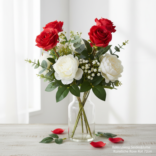 Artikel Rozentak zijden bloem kunstroos rood 72cm