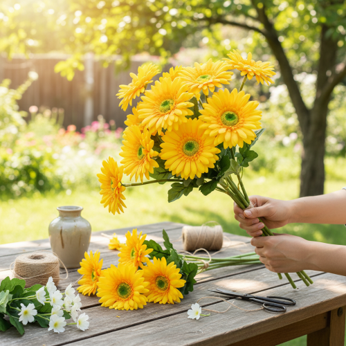Artikel Kunstbloemen Gerbera Zon Geel Tuinbloem 47cm