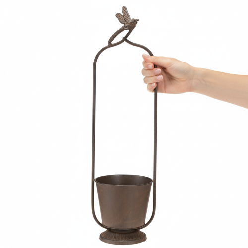 Artikel Vintage plantenbak met klimrek, libellenmotief, metaal, Ø16/H62cm