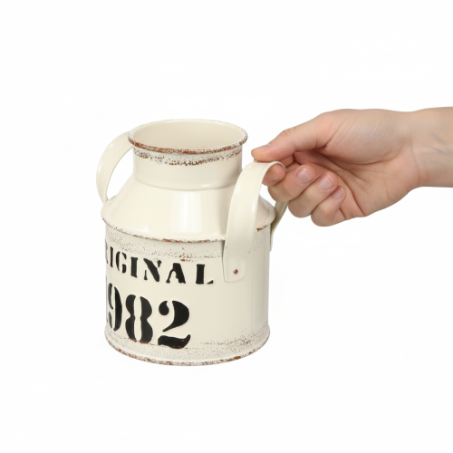 Artikel Decoratieve metalen kan “Original 1982” Crème Roest H13cm 2 stuks