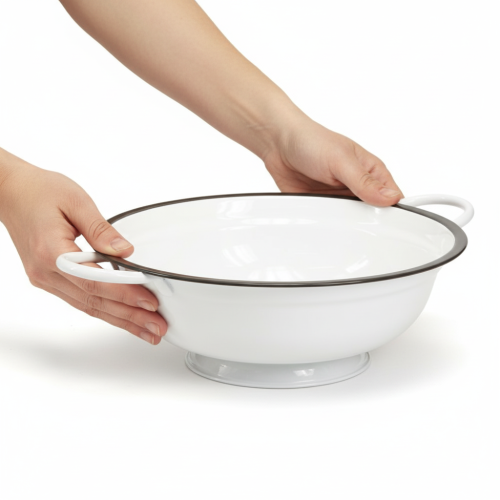 Artikel Decoratieve metalen schaal in wit en zwart vintage stijl, Ø20,5 cm, 3 stuks