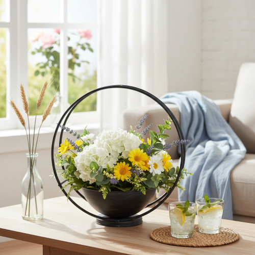 Artikel Kom met voet, decoratieve ring, metaal, antraciet, H29cm, 2 stuks