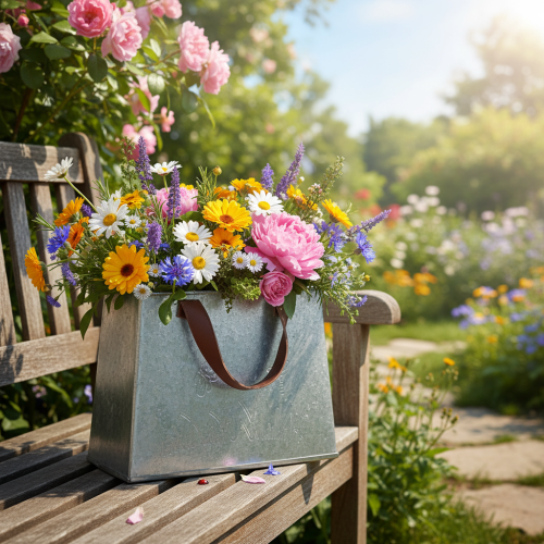 Artikel Decoratieve tas, zilver, wit, bruin, metaal, plantenpot, L22cm, 2 stuks