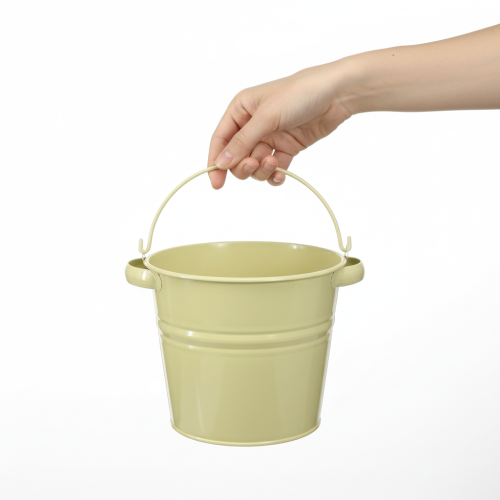 Artikel Decoratieve metalen pot, groen/geel, bloempot, 31x26x21,5 cm