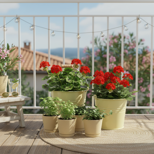 Artikel Metalen emmer bloempot met handvat, groen/geel, 20x17,5x16 cm, 2 stuks