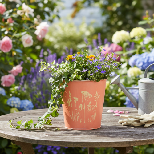 Artikel Bloempot Abrikooskleurig, metalen plantenbak Ø11,5cm H11,5cm