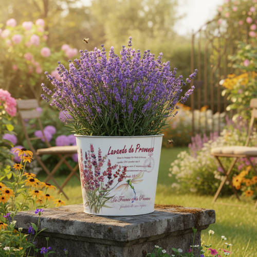 Artikel Metalen plantenbak, bloempot, lavendel, Ø24cm H21cm