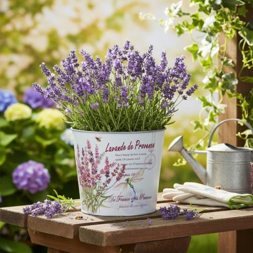 Artikel Metalen plantenbak, bloempot, lavendel, Ø21cm H18cm