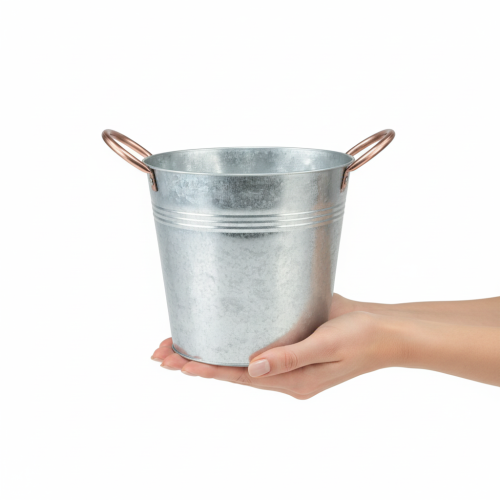Artikel Metalen bloempot met handvatten, decoratieve emmer, Ø21cm H19,5cm