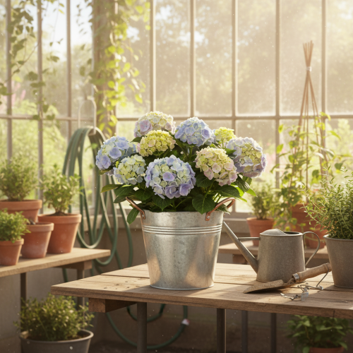 Artikel Metalen bloempot met handvatten, decoratieve emmer, Ø16cm H15cm