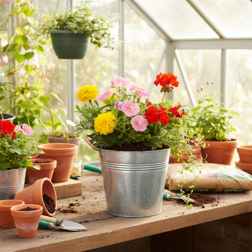 Artikel Metalen bloempot met handvatten, decoratieve emmer, Ø16cm H15cm