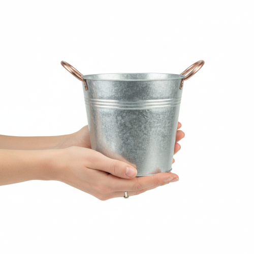 Artikel Metalen bloempot met handvatten, decoratieve emmer, Ø16cm H15cm