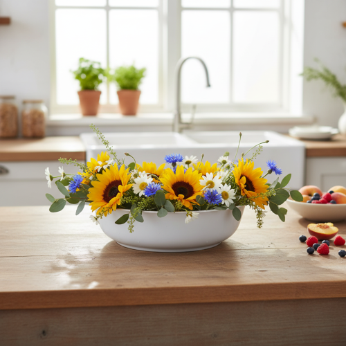 Artikel Metalen kom, wit, met emaille-look, Ø25cm, H7cm