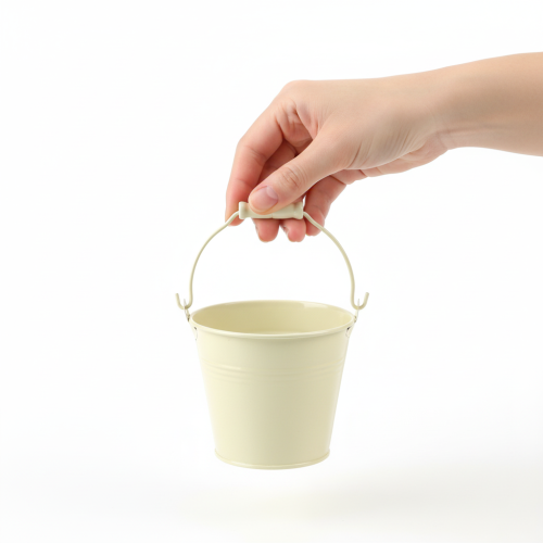 Artikel Emmer met handvat, plantenbak, pastelkleurig metaal, Ø10cm H8cm, 10 stuks