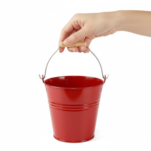 Artikel Decoratieve metalen emmer/plantenbak, rood, Ø22cm, H21,5cm, 6L