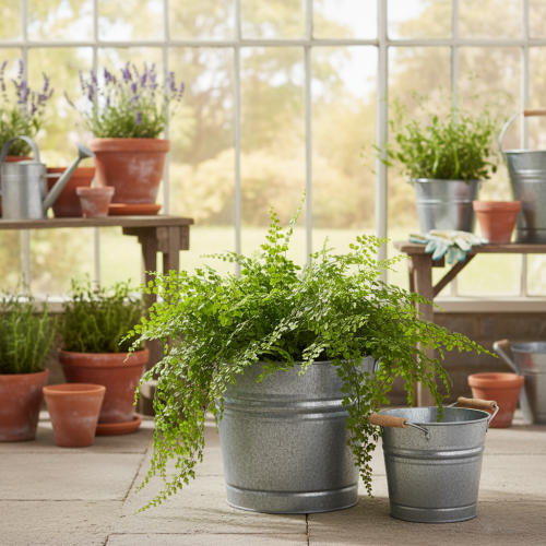 Artikel Vintage decoratieve metalen emmer/plantenpot, Ø22cm, H20cm