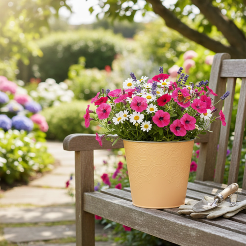 Artikel Metalen plantenbak, pasteloranje, Ø13,5 cm H12,5 cm