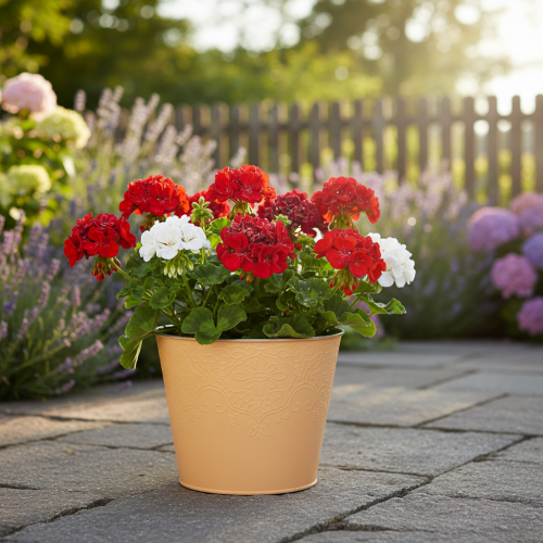 Metalen plantenbak, pasteloranje, Ø16cm H14cm | Floristik24.nl