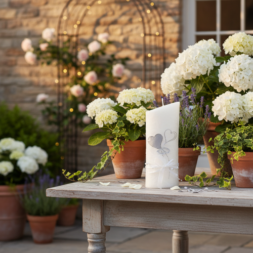 Artikel Trouwkaars, zilveren trouwkaars, witte kaars 220/85 mm