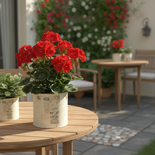 Artikel Blikken plantenpot, crèmekleurig metaal, shabby chic, Ø11cm H10.5cm