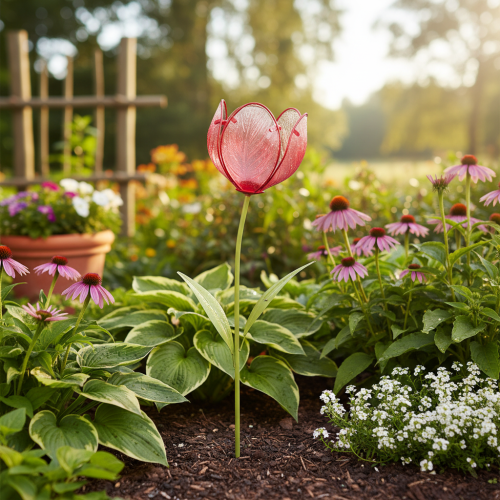 Artikel Glazen tulp tuinsteker - Prachtige decoratie voor tuin en balkon, 94 cm