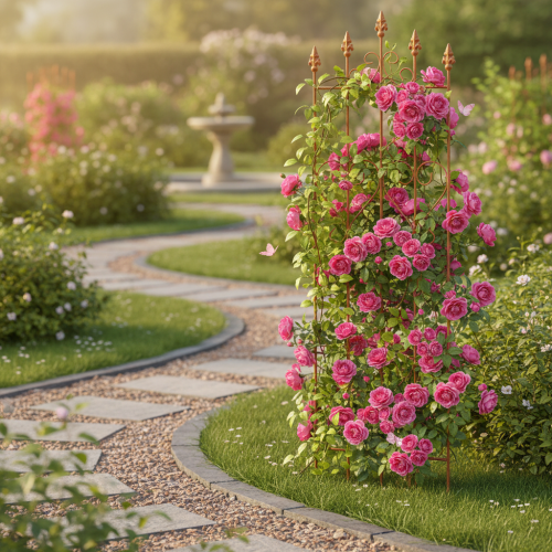 Artikel Klimrek met hartmotief, een romantisch ogend klimhulpmiddel voor tuinpaden of terrassen, 101 cm.