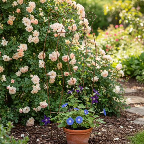 Artikel Metalen tuinrek met gebogen ontwerp voor klimplanten, 110 cm