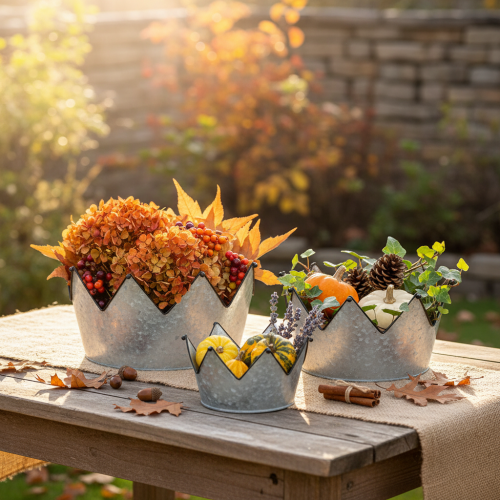 Artikel Decoratieve schaal, metalen schaal met kroon Ø26,5/22,5/19 cm, set van 3