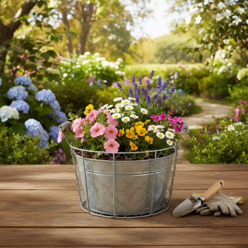 Artikel Draadmandje voor planten, voorjaarsmandje, metaal, Ø26cm